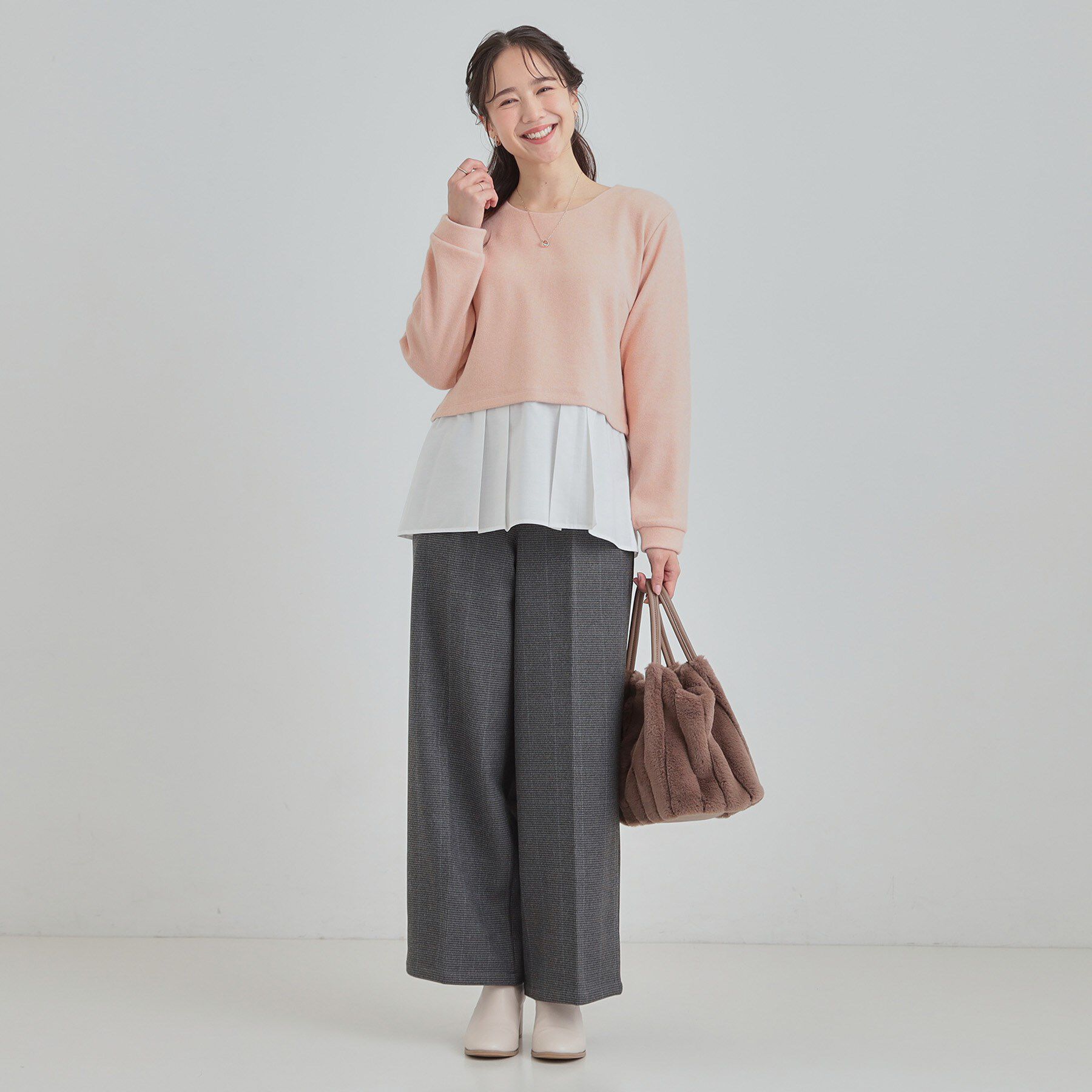 SHOO･LA･RUE「【S-LL】レイヤード風 シャツドッキングトップス」|Tシャツ・カットソー|