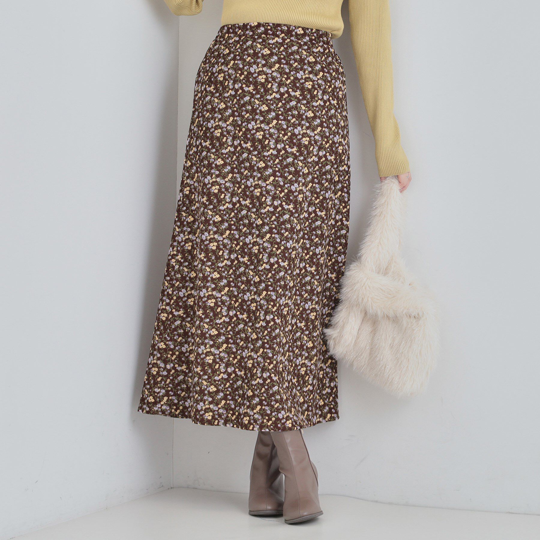 SHOO･LA･RUE「花柄スカート」|スカート|ブラウン(743)