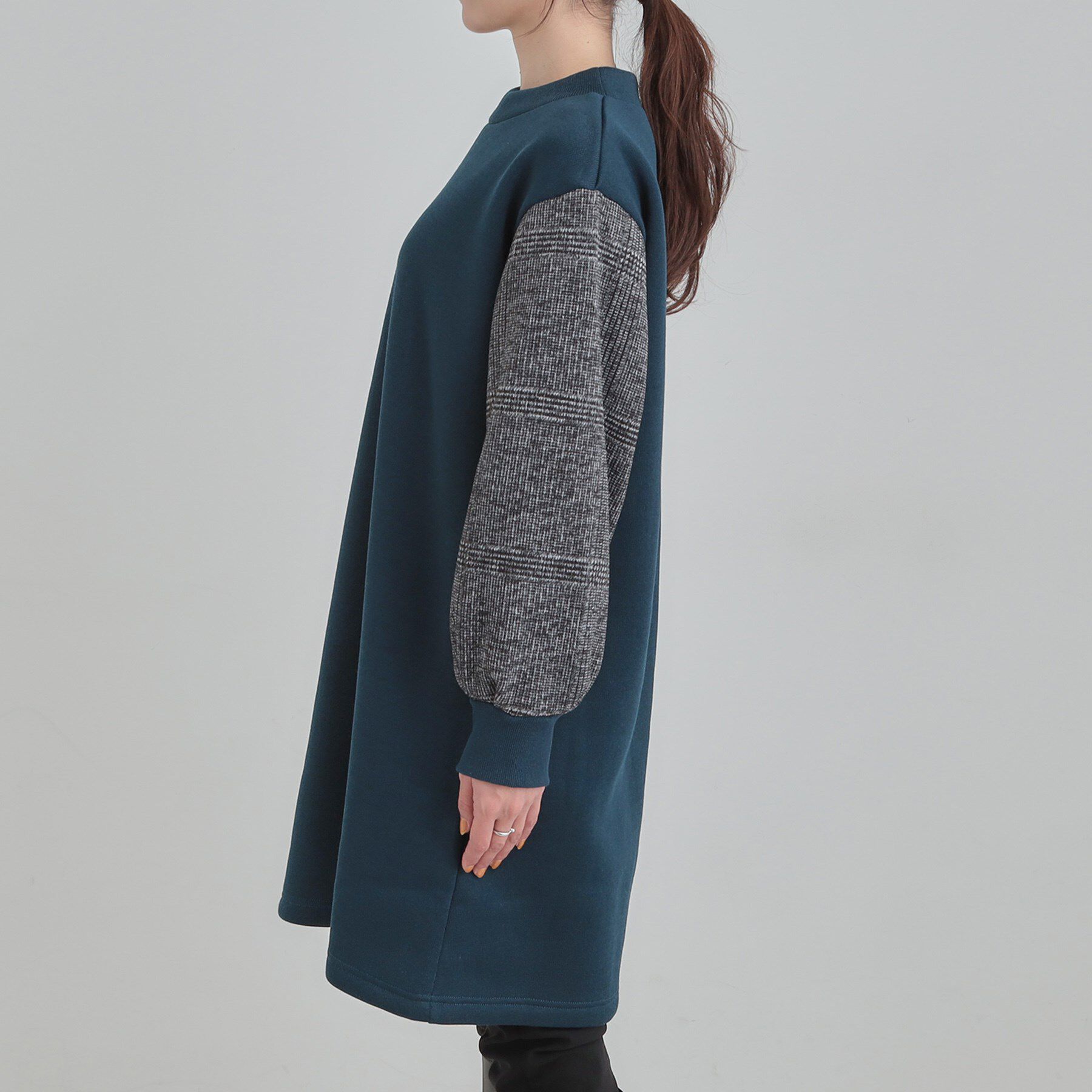 SHOO･LA･RUE「【S-LL/あったか】お袖チェック裏起毛チュニック」|チュニック|