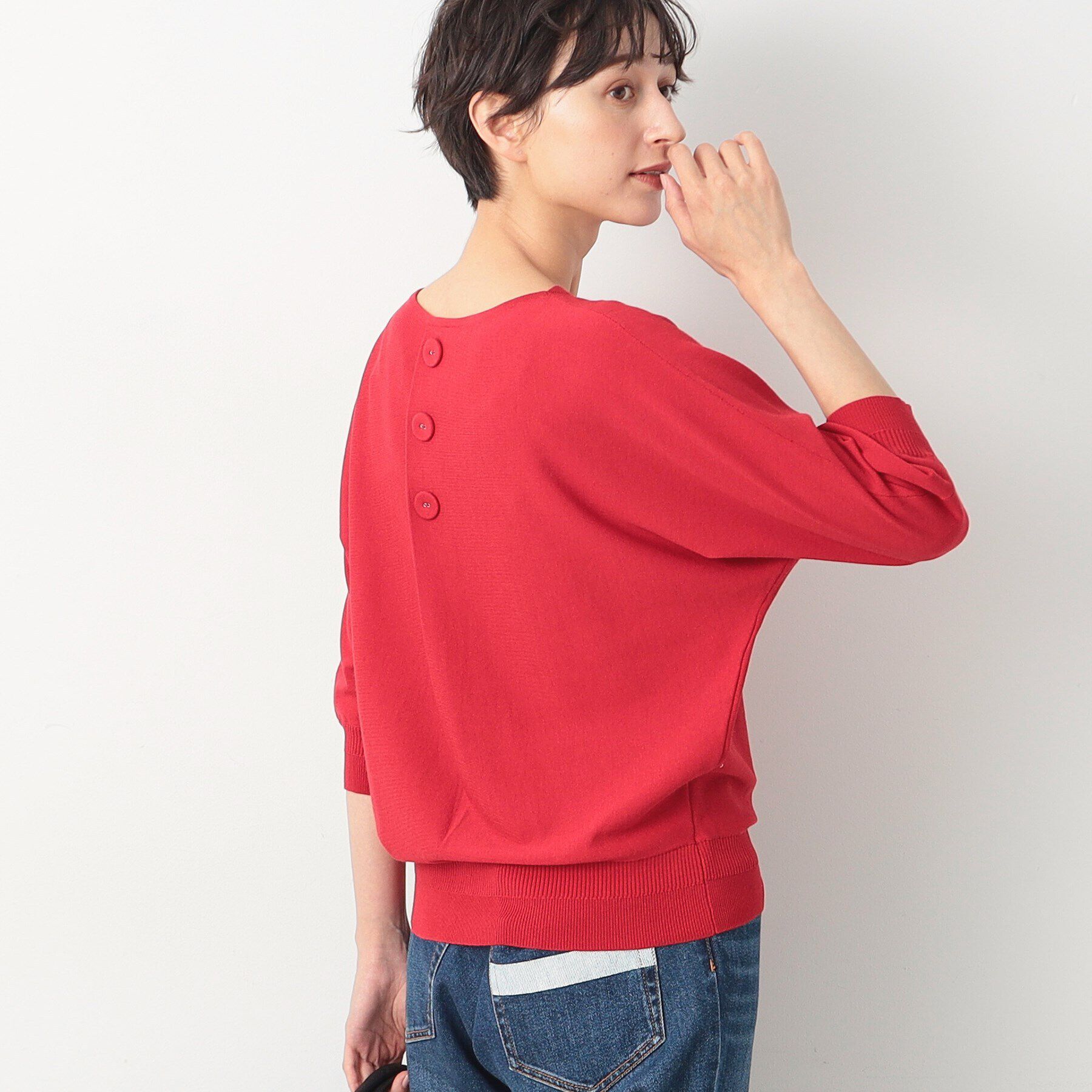 Dessin「【洗える】後ろボタンニットプルオーバー（XS～L）」|ニット・セーター|