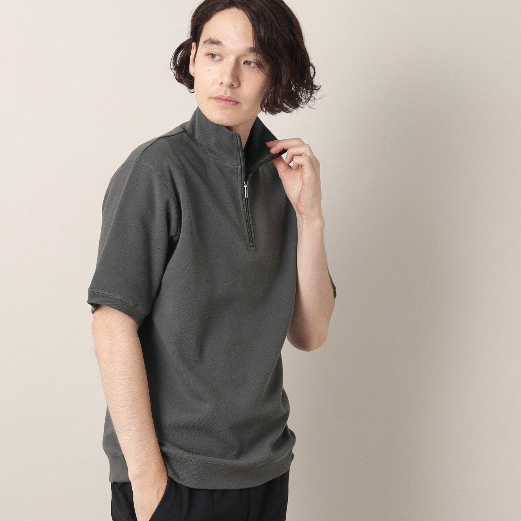 Dessin「ハーフジップカットソー」|Tシャツ・カットソー|チャコールグレー(0