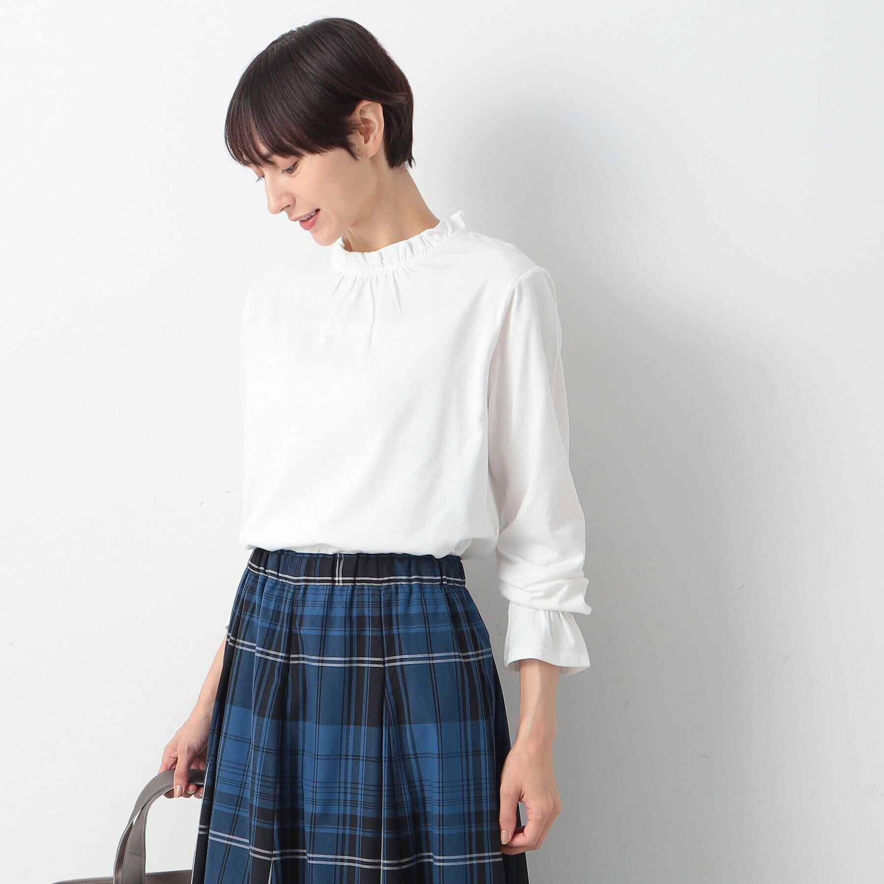 Dessin「【洗える】ネックフリルロングスリーブTシャツ（XS～L）」|Tシャツ・カットソー|