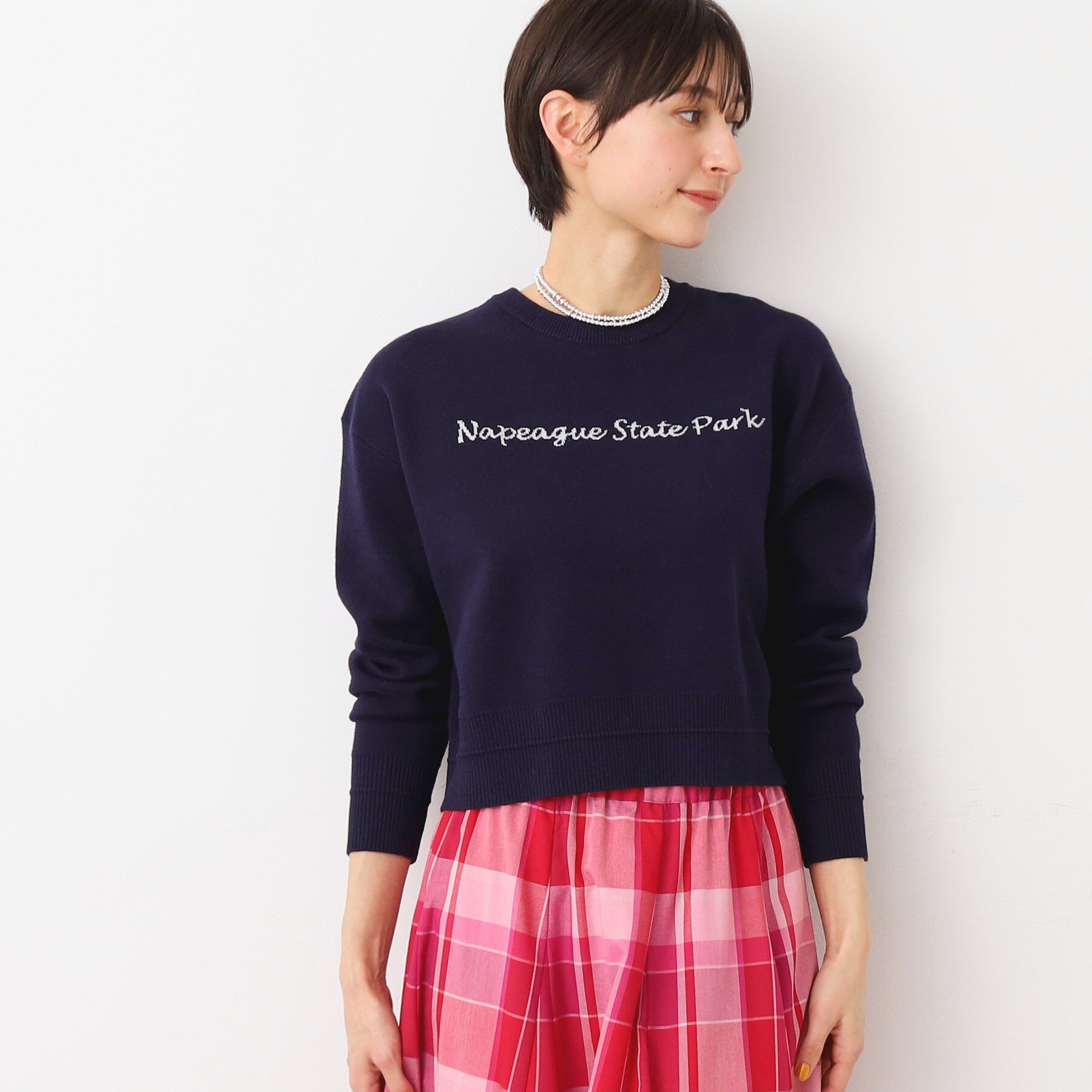 Dessin「【洗える】クロップド丈ロゴジャカードニット（S～L）」|ニット・セーター|