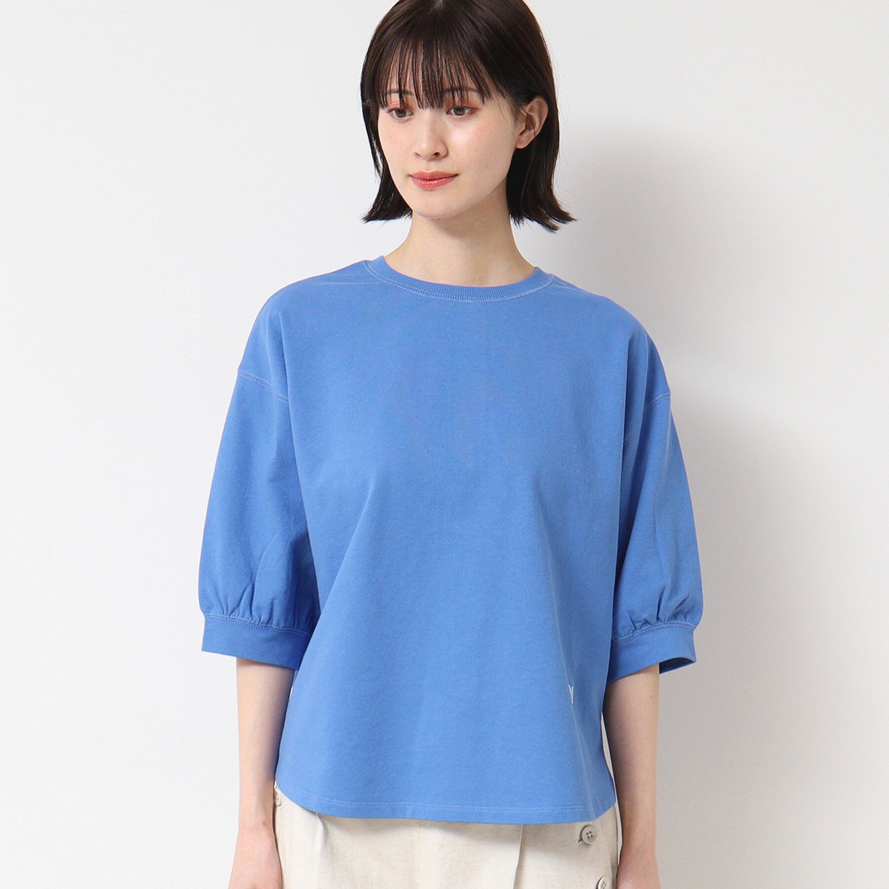 Dessin「【360度可愛い・洗える】バックヘンリーカットソー（5分袖/XS～L）」|Tシャツ・カットソー|