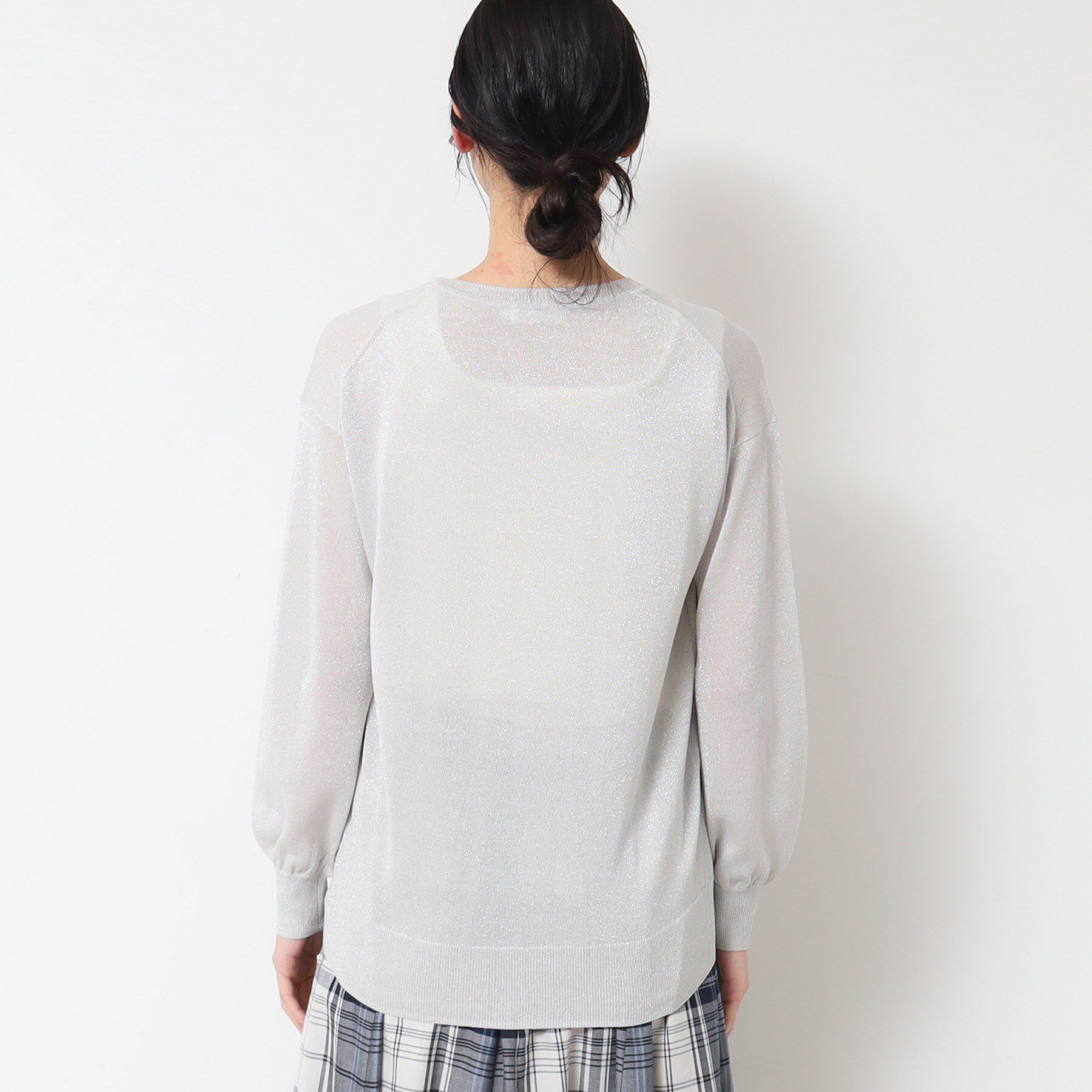 Dessin「【洗える】クルーネックミドル丈ラメカーディガン（S～L）」|カーディガン|