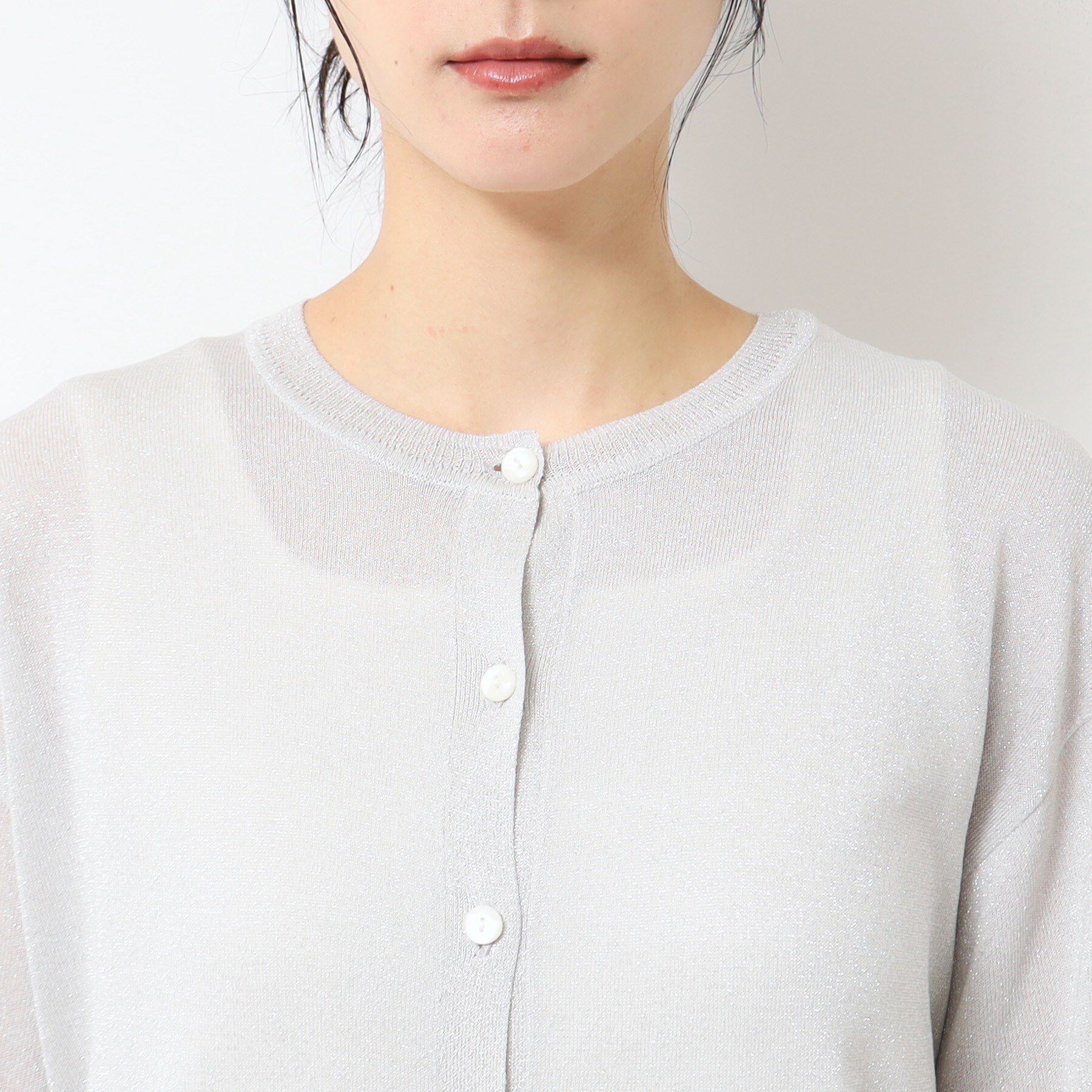 Dessin「【洗える】クルーネックミドル丈ラメカーディガン（S～L）」|カーディガン|