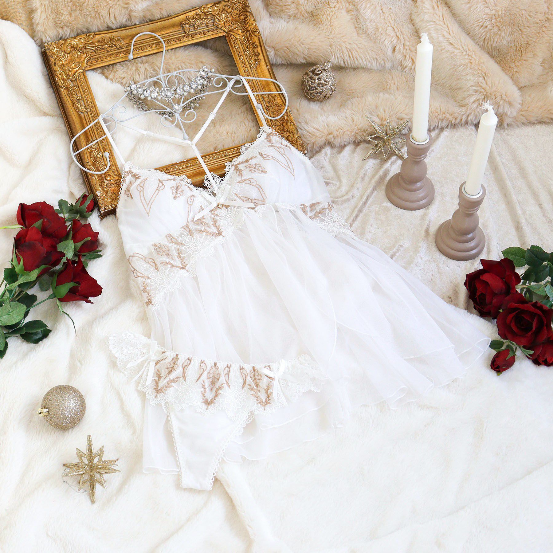 Risa Magli「【ジュエリー】 ベビードールセット」|インナー|ホワイト(001)