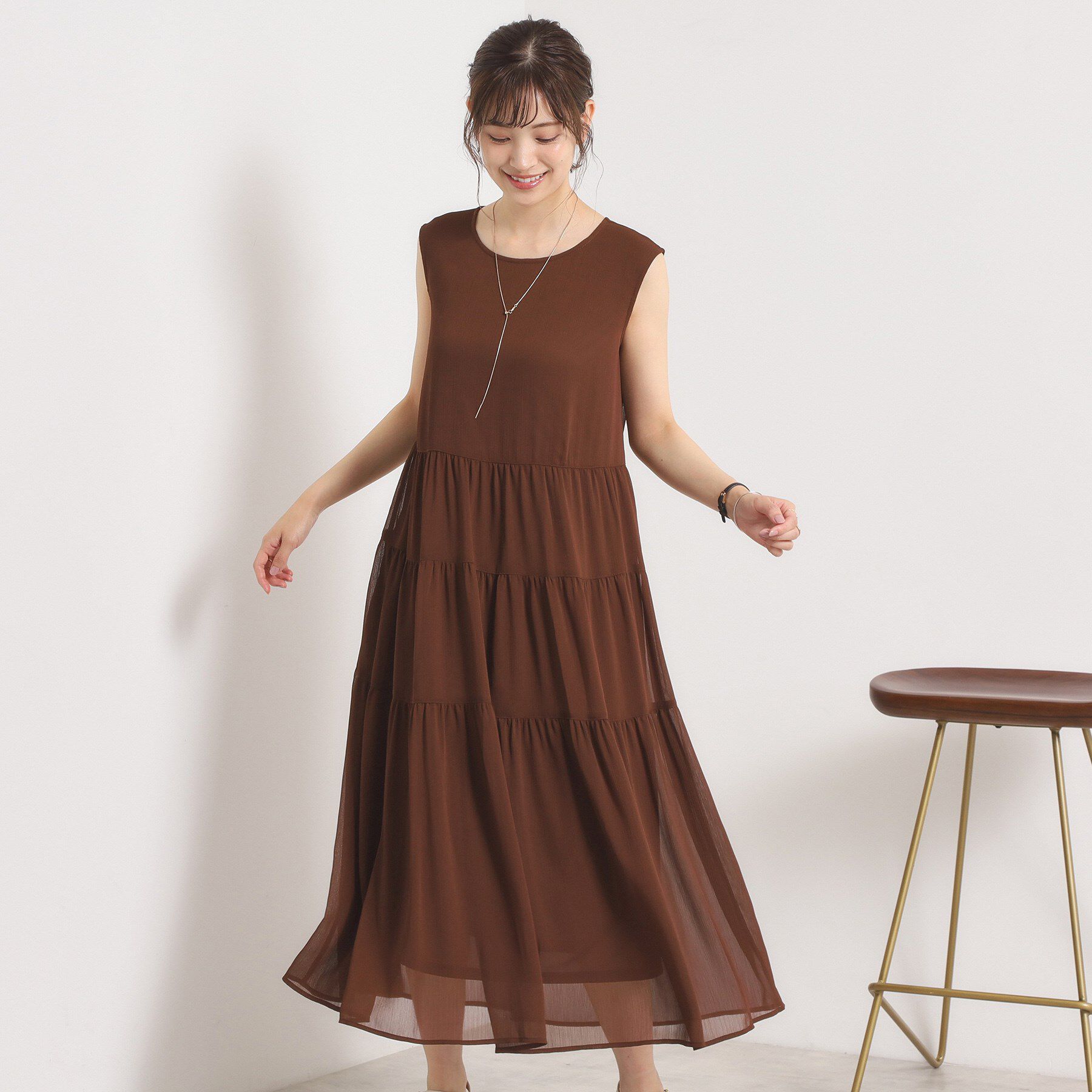 ITS&rsquo;DEMO「【手洗い可】楊柳マキシワンピース」|ワンピース|ブラウン(044)