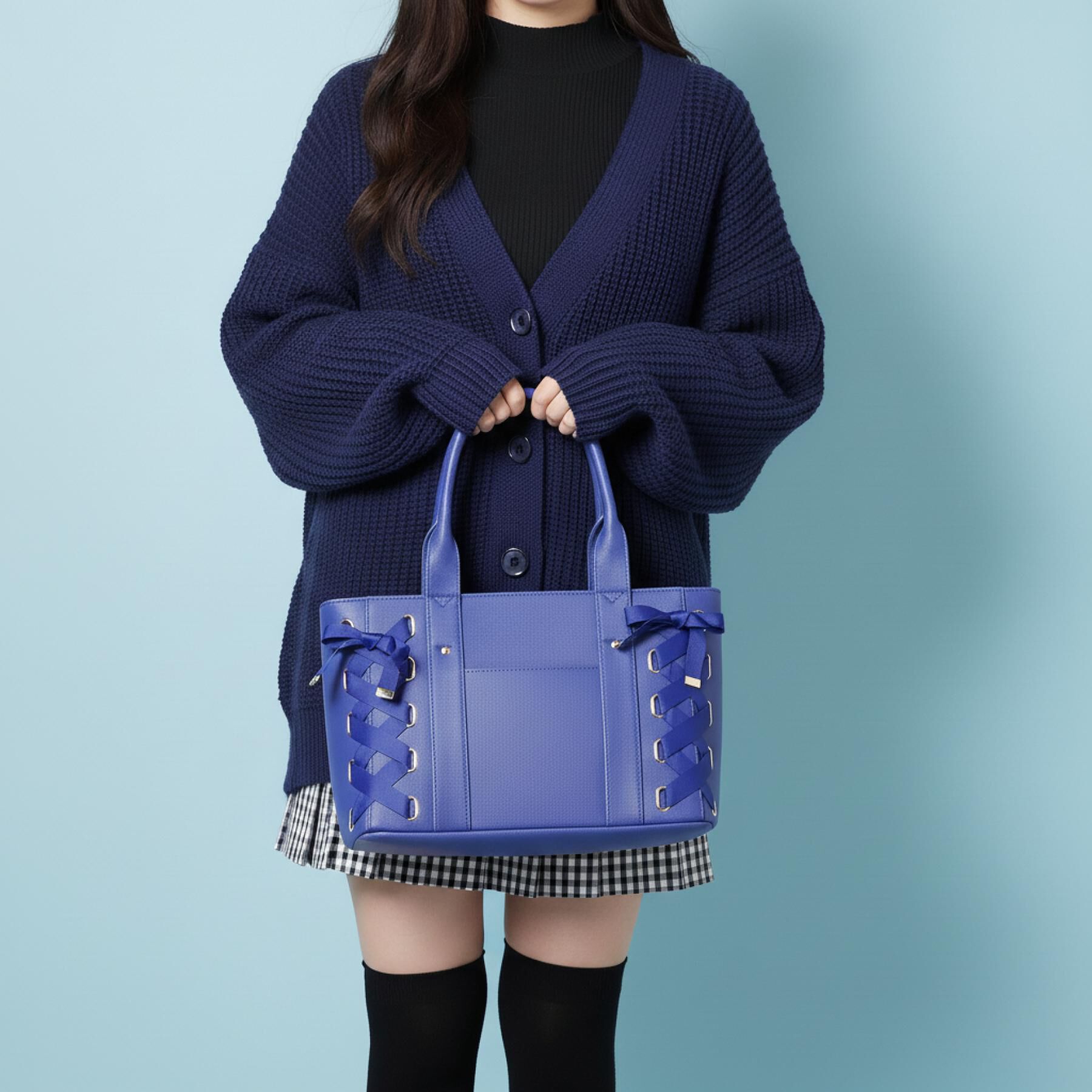 Ober Tashe「【推し活】レースアップクリアポケトート」|トートバッグ|ブルー(093)