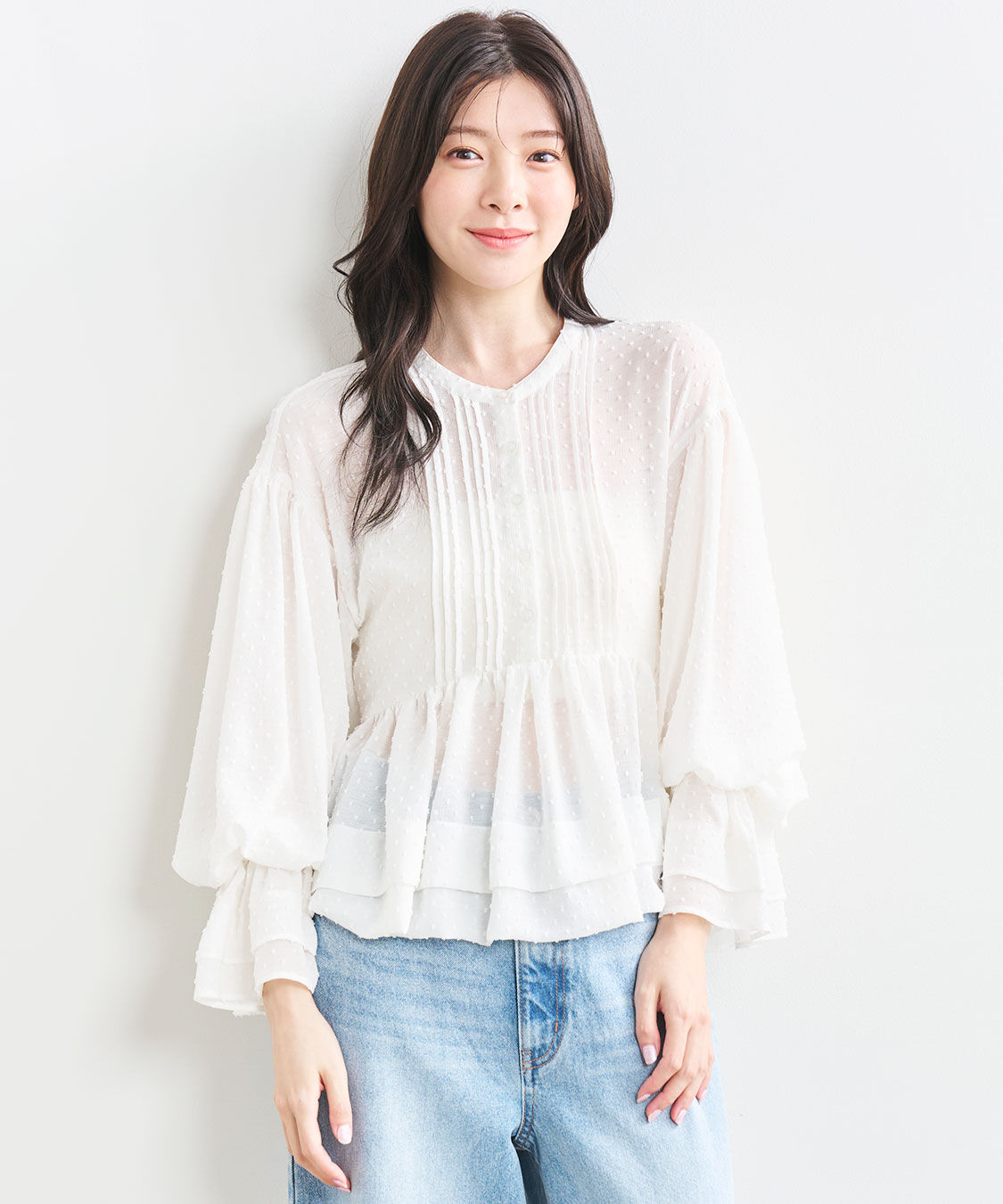 COCO DEAL「ドットジャカードペプラムブラウス」|シャツ・ブラウス|