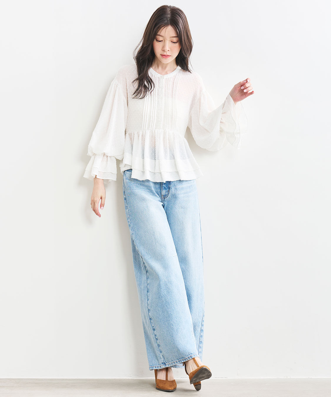 COCO DEAL「ドットジャカードペプラムブラウス」|シャツ・ブラウス|