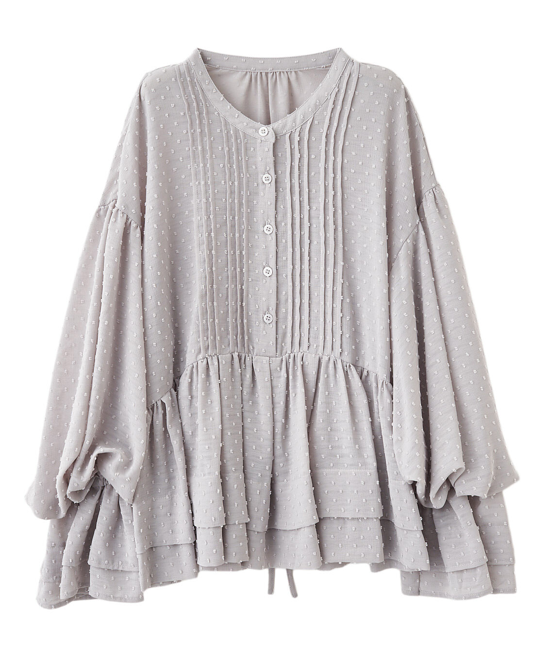 COCO DEAL「ドットジャカードペプラムブラウス」|シャツ・ブラウス|ライトグレー