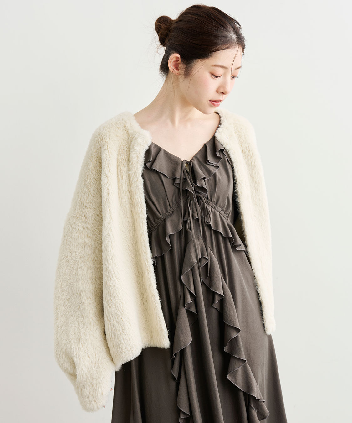 COCO DEAL「ダブルフェイスフェザーニットアウター」|その他|