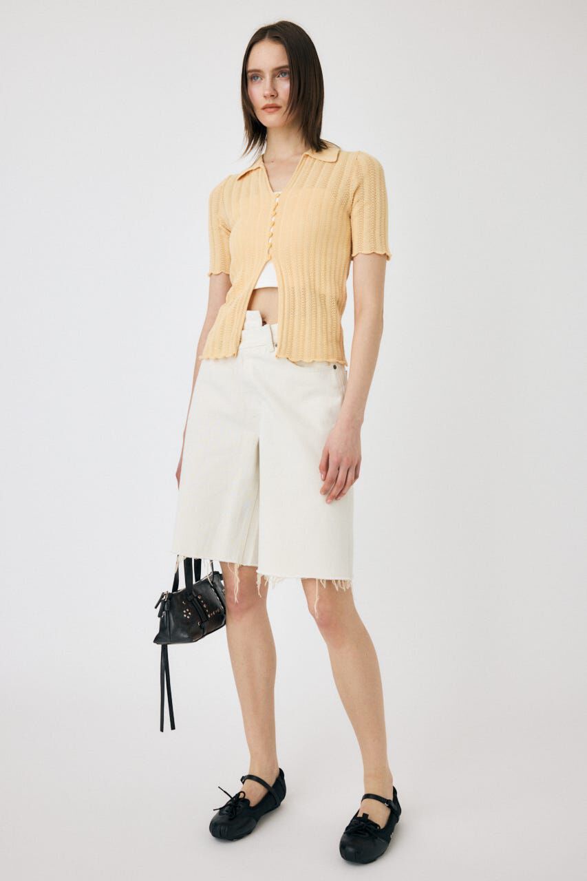 MOUSSY「CROSS WAIST ハーフパンツ」|デニム|