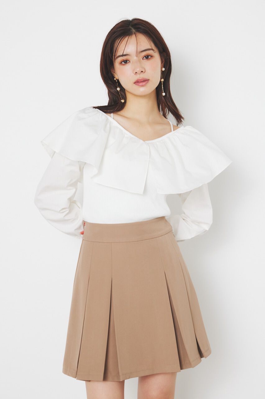 rienda「フリルネック布帛コンビKnit TOP」|ニット・セーター|