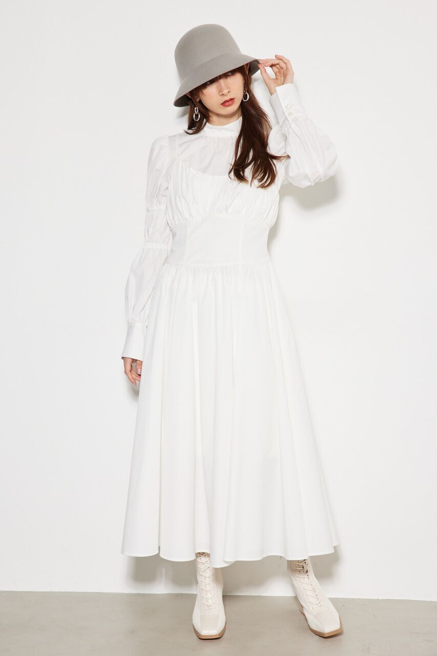 rienda「ビスチェディテールギャザーフレアOP」|ワンピース|