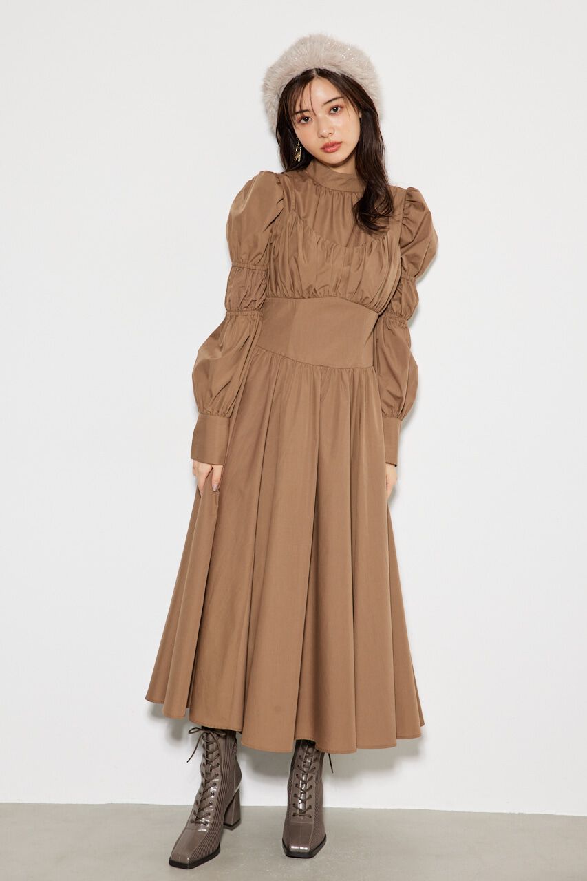 rienda「ビスチェディテールギャザーフレアOP」|ワンピース|