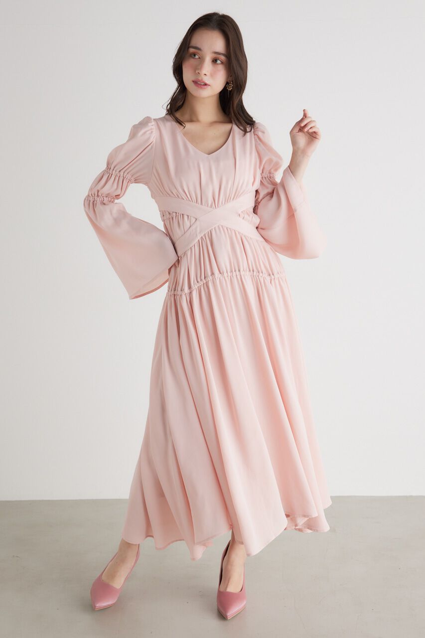 rienda「クロスBELTギャザーフレアOP」|ワンピース|L/PNK1