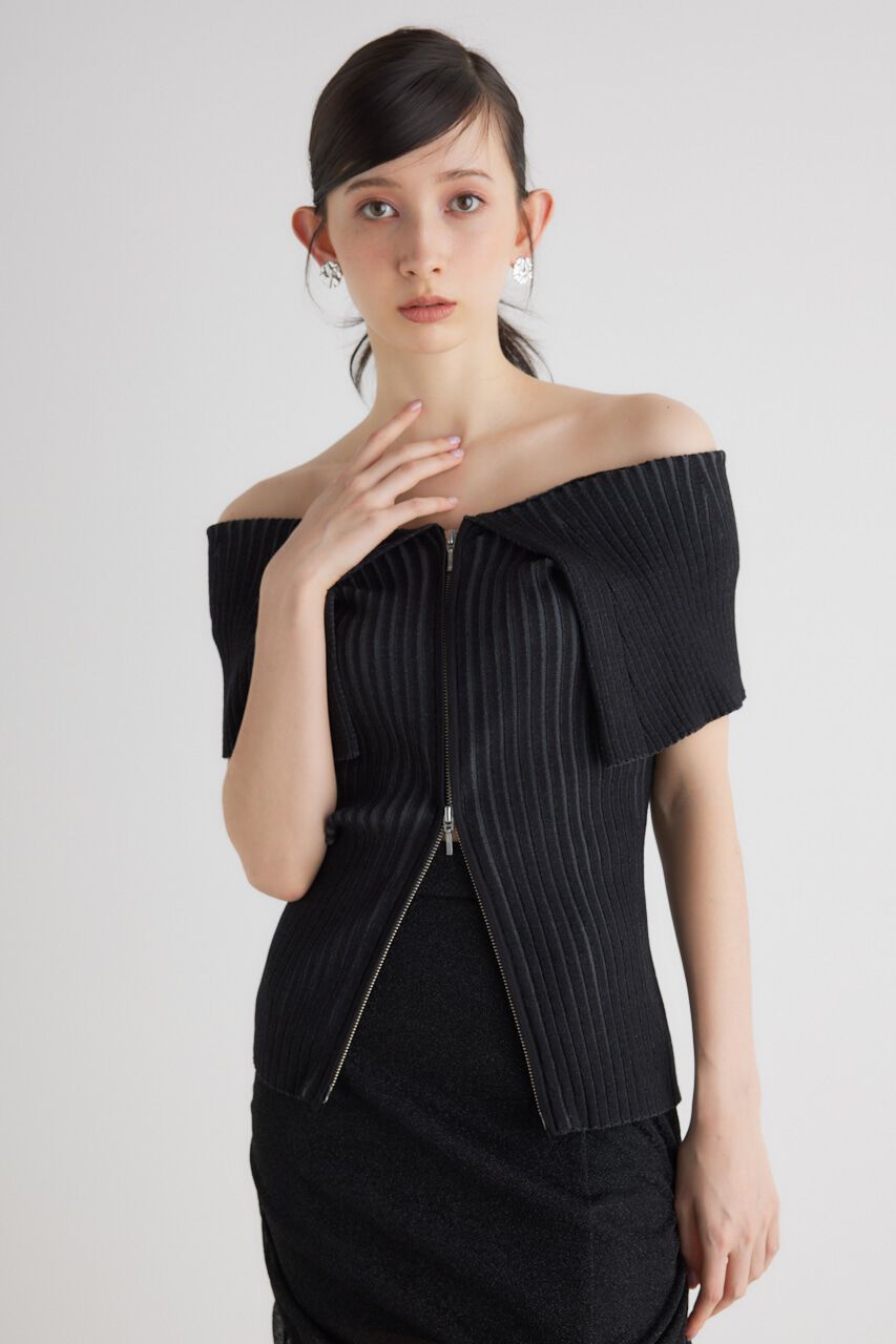 rienda「BIGカラーオフショル Knit TOP」|ニット・セーター|