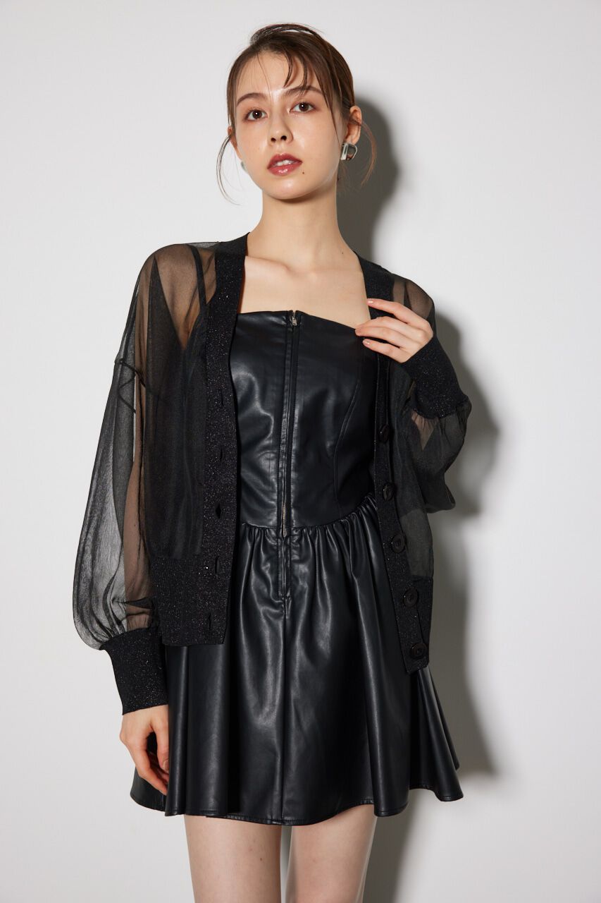 rienda「2WAYシースルーニットカーデ」|カーディガン|BLK