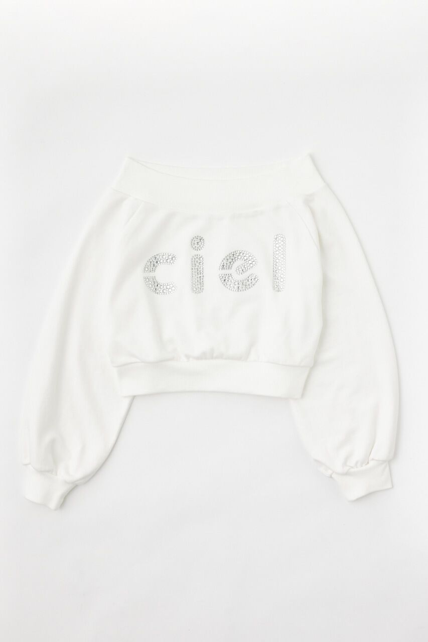 rienda「オフショルBIGロゴスウェットトップス」|Tシャツ・カットソー|