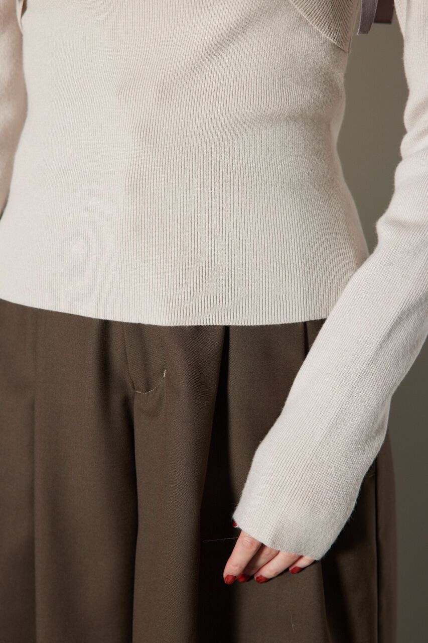 rienda「2WAYショルダーリボンクロス ニット トップス」|ニット・セーター|