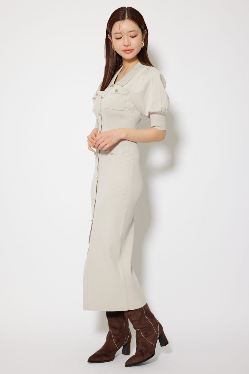 rienda「パフスリーブニットタイトワンピース」|ワンピース|