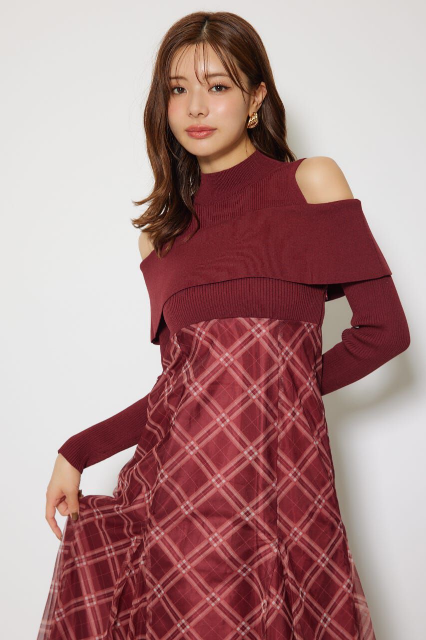 rienda「ドッキングオフショルニットフレアワンピース」|ワンピース|