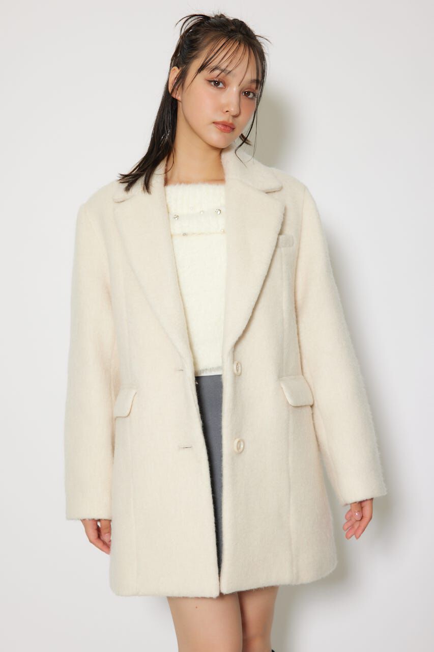 rienda「シングルシャギーテーラードジャケットコート」|その他|WHT