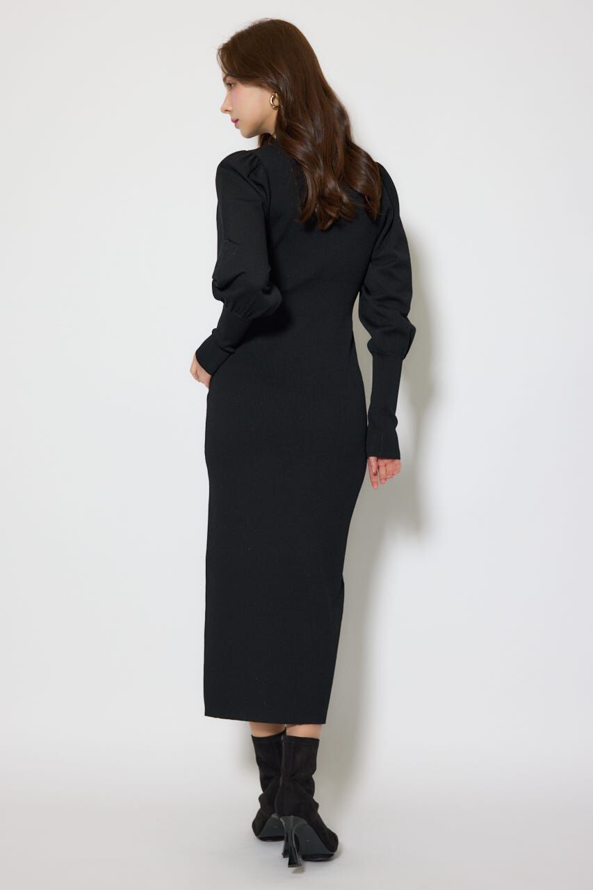 rienda「パフロングスリーブニットタイトワンピース」|ワンピース|