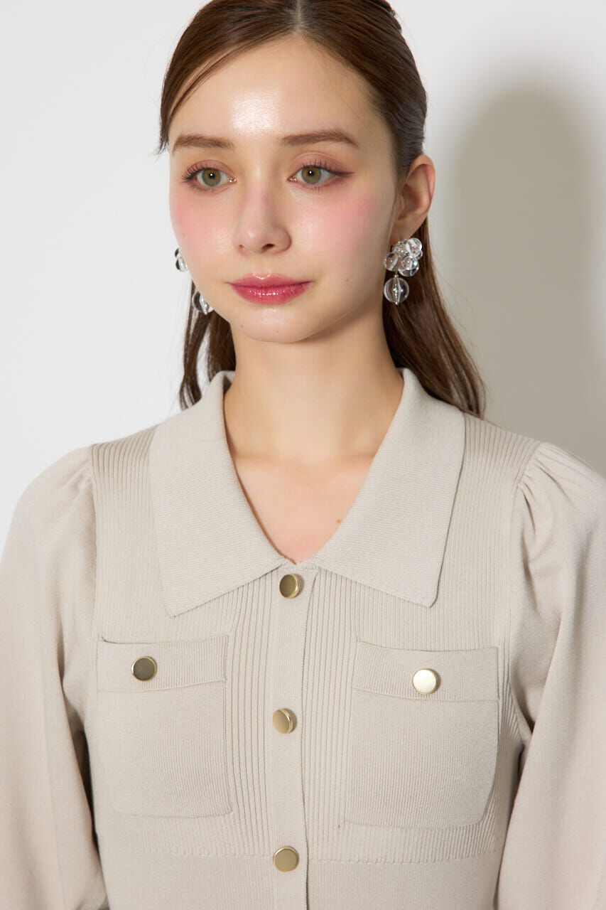 rienda「パフロングスリーブニットタイトワンピース」|ワンピース|