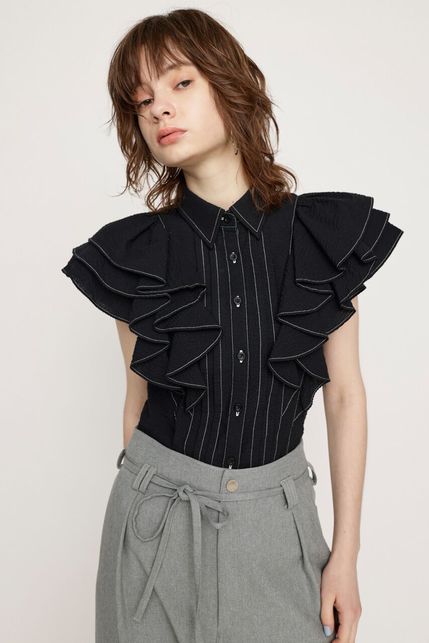 SLY「2WAY SEERSUCKER FRILL ブラウス」|シャツ・ブラウス|