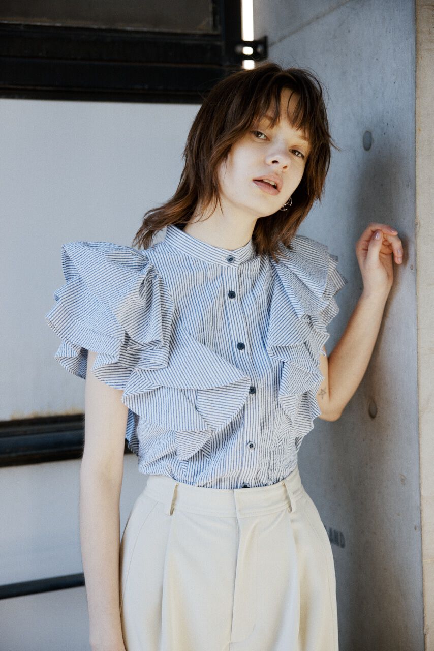 SLY「2WAY SEERSUCKER FRILL ブラウス」|シャツ・ブラウス|