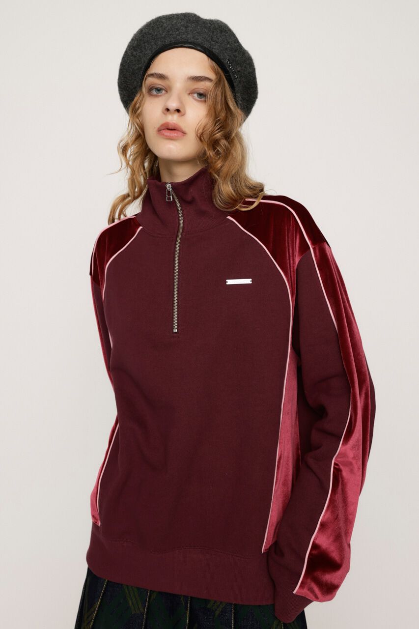 SLY「PIPING VELOUR HALF ZIP スウェット」|Tシャツ・カットソー|