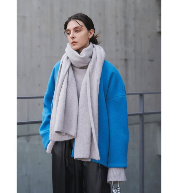 ELENDEEK「FORM SHORT WOOL CT」|ノーカラーコート|ブルー