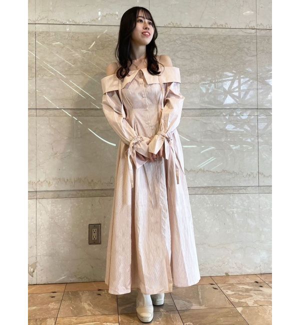 dazzlin「ウエストタックオフショルシャツワンピース」|ワンピース|