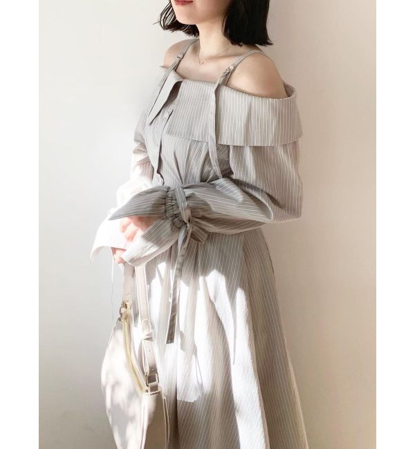 dazzlin「ウエストタックオフショルシャツワンピース」|ワンピース|