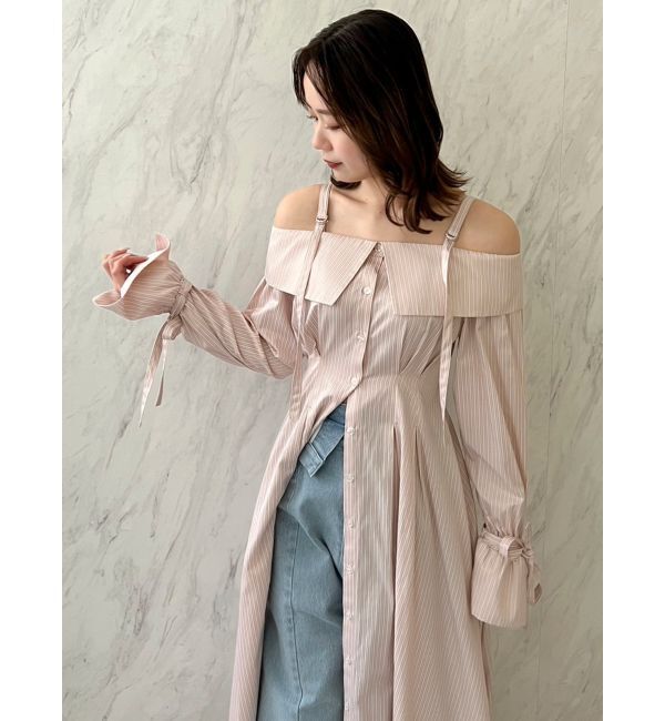 dazzlin「ウエストタックオフショルシャツワンピース」|ワンピース|
