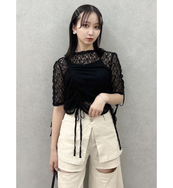 dazzlin「ギャザーリボンレーストップス」|Tシャツ・カットソー|