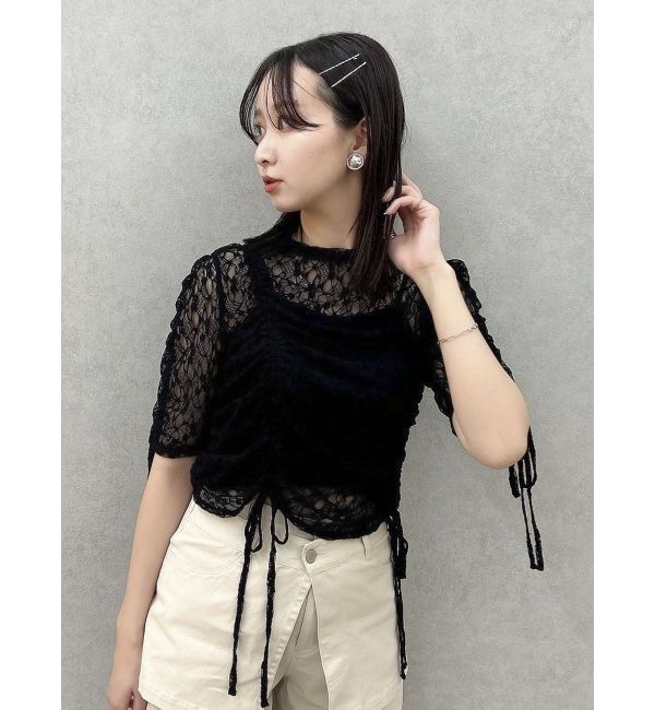 dazzlin「ギャザーリボンレーストップス」|Tシャツ・カットソー|