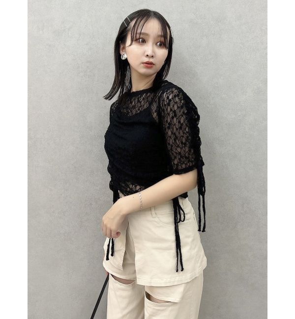 dazzlin「ギャザーリボンレーストップス」|Tシャツ・カットソー|