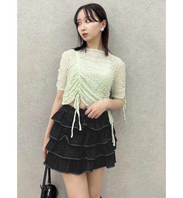 dazzlin「ギャザーリボンレーストップス」|Tシャツ・カットソー|