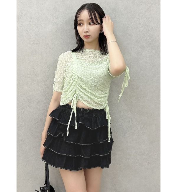 dazzlin「ギャザーリボンレーストップス」|Tシャツ・カットソー|