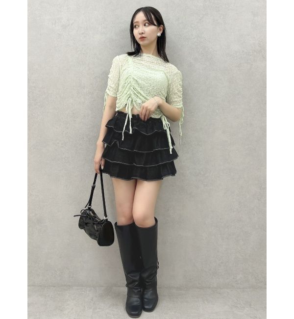 dazzlin「ギャザーリボンレーストップス」|Tシャツ・カットソー|