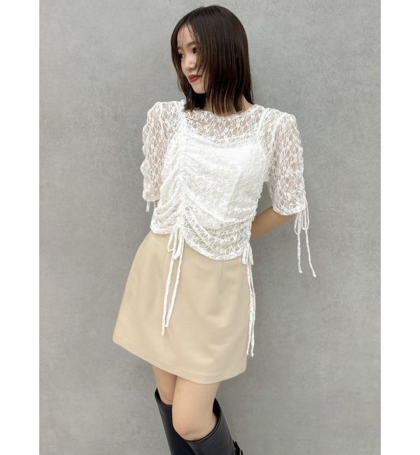 dazzlin「ギャザーリボンレーストップス」|Tシャツ・カットソー|