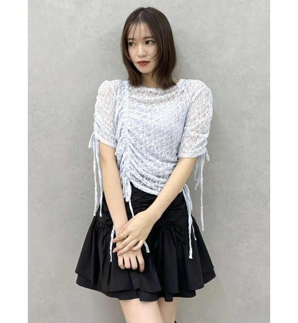 dazzlin「ギャザーリボンレーストップス」|Tシャツ・カットソー|