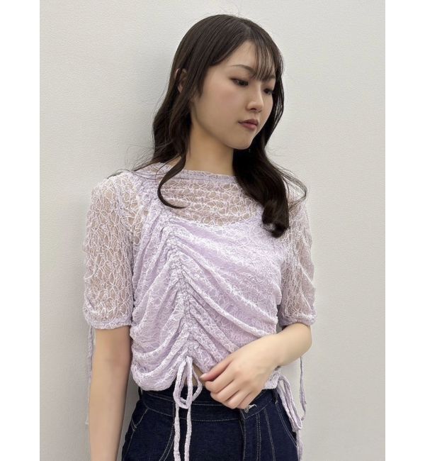 dazzlin「ギャザーリボンレーストップス」|Tシャツ・カットソー|