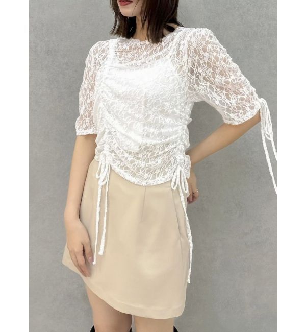 dazzlin「ギャザーリボンレーストップス」|Tシャツ・カットソー|