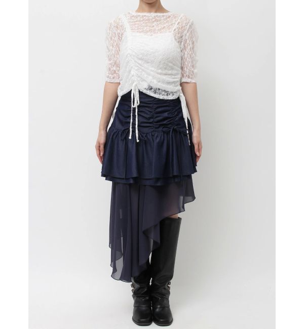 dazzlin「ギャザーリボンレーストップス」|Tシャツ・カットソー|