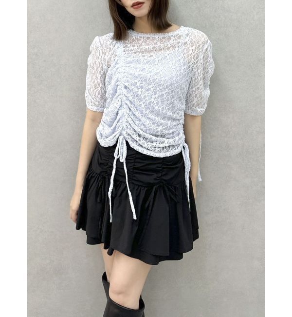 dazzlin「ギャザーリボンレーストップス」|Tシャツ・カットソー|ブルー